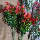 Ouddy Decor 24 Bundles Artificial Flowers for Outdoors, Fake Silk Flowers UV Resistant Faux Plastic Plants for Planters Vase Table Porch Patio Garden Spring Summer Indoor Outdoor Home Decor, Red