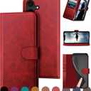 Compatible with Samsung Galaxy S25 Plus Genuine Leather Wallet caseRFID Blocking4 Credit Card HolderReal Leather Flip Folio Book Phone case Cover Women Men for Samsung S25 Plus case Red