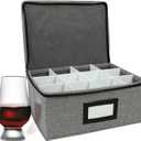HURZMORO Storage Box for Whisky Glass,12 Whiskey Glasses Holder for Organizer, Fully-Padded Inside with Sturdy Construction, Packing Boxes with Dividers for Moving Whiskey Gift (12 compartments)