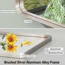 24x36 Inch Brushed Nickel Bathroom Mirror, Brushed Silver Metal Framed Wall Mirror, Rounded Corner Rectangle Vanity Mirror, Tempered Glass, Anti-Rust, Shatterproof (Horizontal/Vertical)