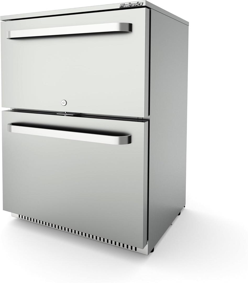 24-Inch 136 cans Outdoor Drawer Refrigerator, 4.7 cu. ft. Built-In Outdoor Drawer Beverage Cooler, 26F Outdoor Drawer Beverage Refrigerator, SUS304, Dual Mode Lockable, ETL Certified