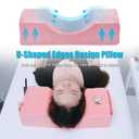 Comfortable Eyelash Extension Neck Pillow, Memory Foam Neck Contour Pillow for Sleeping Support, Beauty Salon Lash Grafting Pillow, Removable Pink Velvet Cervical Pillow