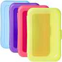 Amazon Basics 4-Pack Large Pencil Cases - Durable Plastic School Supply Pencil Box - Multi-Color Student Organization Cases for Office, College & Classroom Supplies