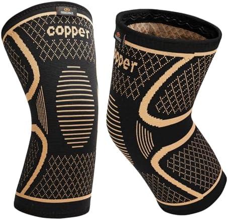 INDEEMAX Copper Knee Brace for Women Men 2 Pack, Knee Compression Sleeve for Knee Pain, Arthritis, Running,Sports and Recovery Support, L