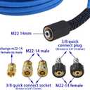 FIXFANS Pressure Washer Hose 1/4" X 50 FT High Power Washer Extension Hose Kink & Wear Resistant High Pressure Hose for Replacement Compatible with M22 Fittings 3600PSI