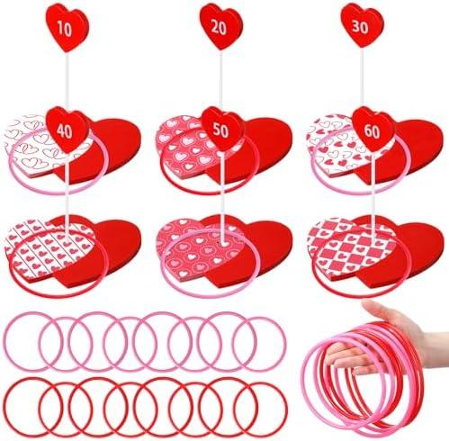 Skylety 26 Pcs Mother's Day Ring Toss Game for Wedding 6 Targets Stands and 20 Rings Combo for Indoor Outdoor Anniversary Party Game Table Centerpiece Decoration