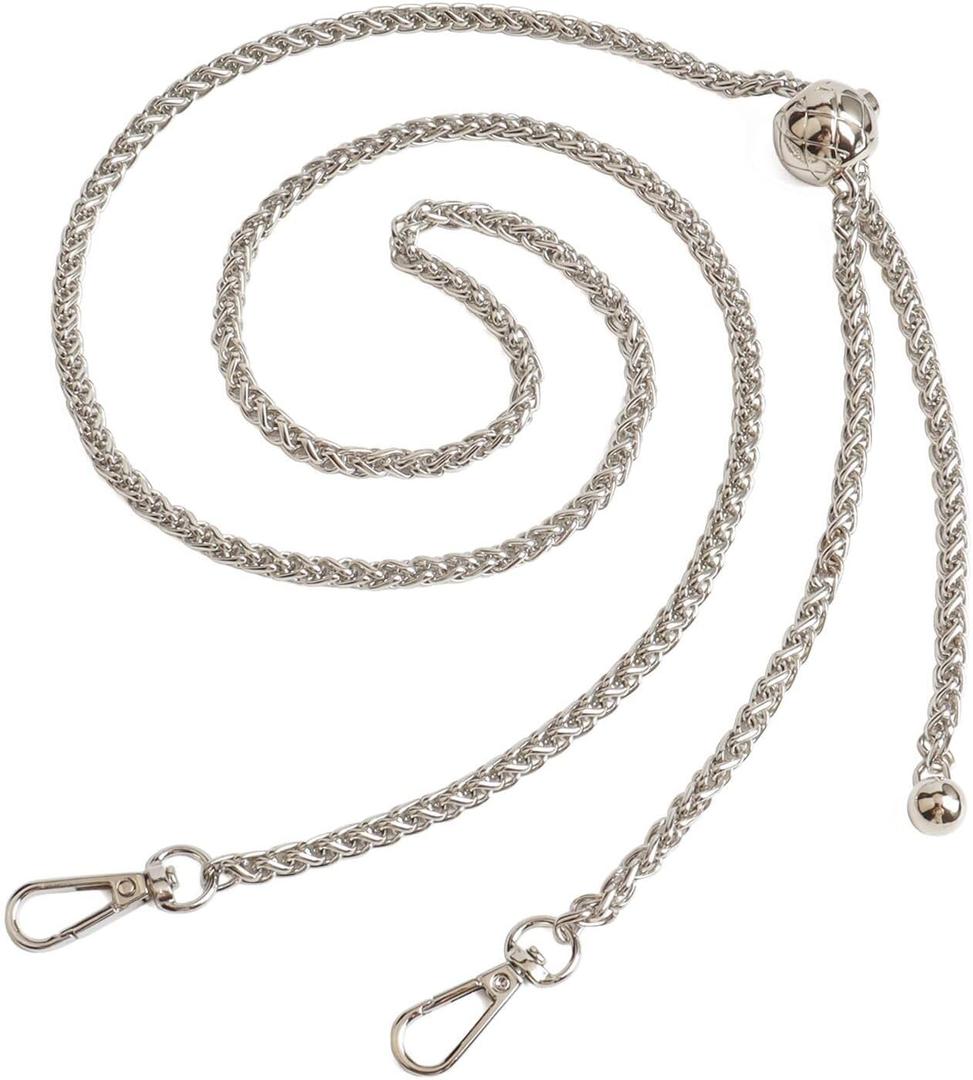 BEAULEGAN Thin Purse Chain Strap Adjustable - Replacement for Small Shoulder Crossbody Bag, 51 Inches Long (Silver)