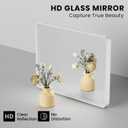 JISOSO White Bathroom Mirror 36x36 Inch, White Metal Framed Bathroom Mirror for Wall, Rounded Rectangle Matte Bathroom Vanity Mirror, Tempered Glass, Anti-Rust, Horizontal/Vertical