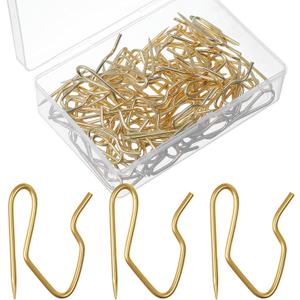 Outus 58 Pack Metal Curtain Hooks Pin On Drapery Hooks 1.2 x 1 Inch for Window,Door,Shower Curtain(Gold)