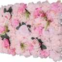 LOYALHEARTDY 12 Pack Artificial Flower Wall Panels 24" x 16" Flower Wall Panel Backdrop Faux Hydrangea Rose Flower Backdrop Panels for Flower Wall Decor Wedding Party Event Decoration (12 Pcs, Light Pink+leaf)