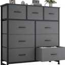OLIXIS 9 Drawers Storage Organizers Units, Closet Organizers and Storage for Clothes, Fabric Storage Drawer for Living Room, Chest of Dresser in 39.4" D x 11.8" W x 39.9" H, Grey