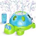 Water Sprinkler for Kids, 2-in-1 Sprinkler Toys with Bubble Machine, Turtle Toddler Outdoor Backyard Games Splashing Toys for Summer Fun, Children's Sprinkler for Kids Age 3-5 4-8 Girls Boys Gift, Set Of 2