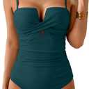 Eomenie Women's Push Up Wrap Front Swimsuit One Piece Tummy Control Bathing Suits Bandeau Support Slimming Swimwear. S Size