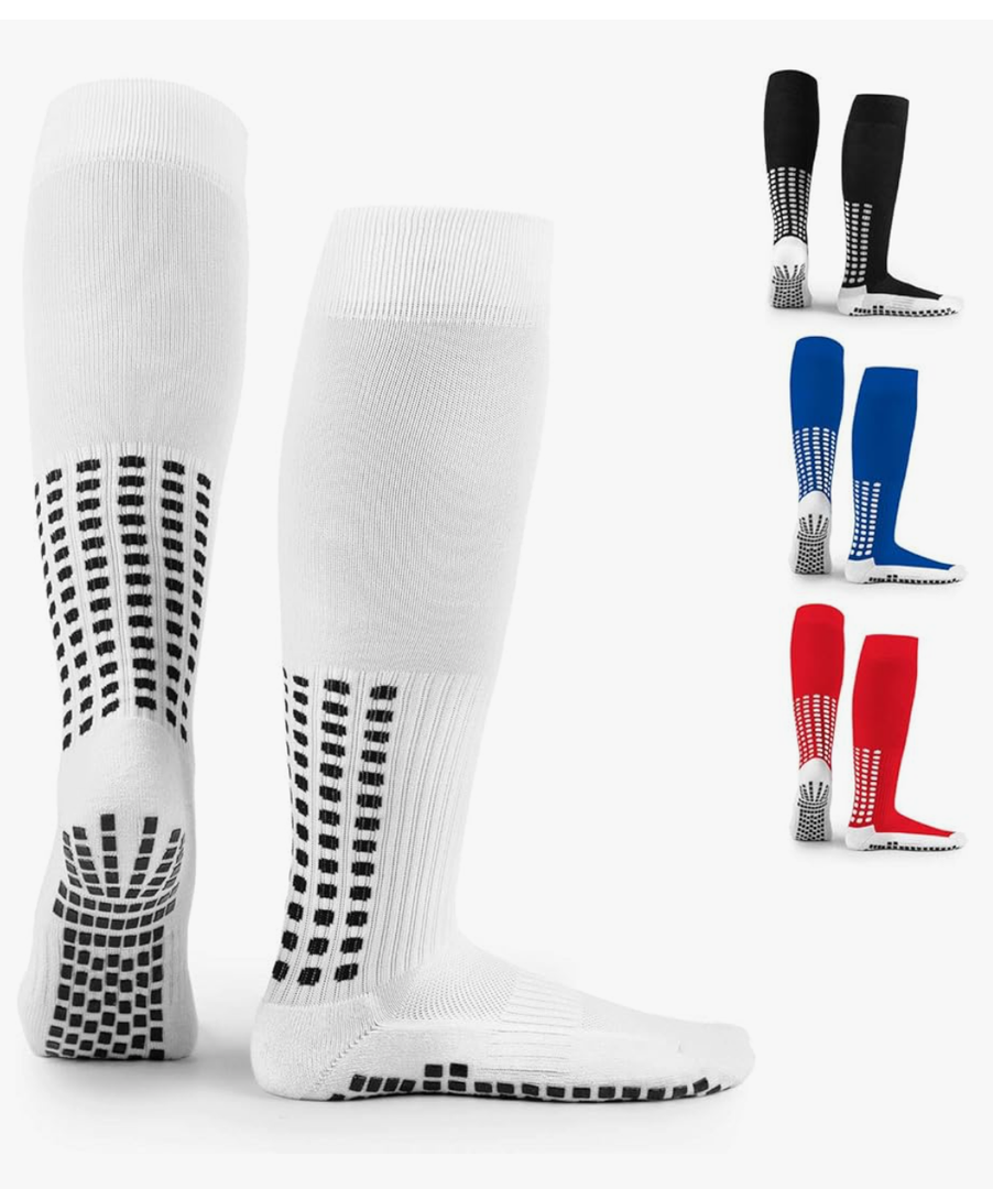 LUX Anti Slip Soccer Knee Socks,Non Slip Football/Basketball/Hockey Sports Grip Socks