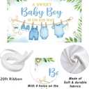 Blue Baby Shower Decorations for Boy, 7x5ft A Sweet Baby Boy is On His Way Backdrop, Clothesline Bunny Banner for Gender Reveal, Photo Booth Background, Baby Boy Shower Party Supplies