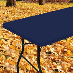 Smiry Rectangle Picnic Table Cloth, Waterproof Elastic Fitted Tablecloths for 5 Foot Tables, Washable Polyester Table Cover for Camping, Indoor and Outdoor (Navy, 30"x60")