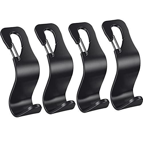 4 Pack Car Back Seat Headrest Hook Hanger for Purse Grocery Bag Handbag Hat, Purse Hook for Car with Clip
