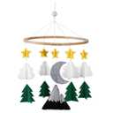 Baby Crib Mobile (Starry Woodland Night, Short Evergreen) - Baby Shower Gift Nursery Decoration for Boys & Girls