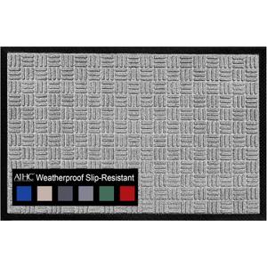 A1HC Indoor Outdoor Doormat – Non-Slip Front Door Mat for Entrance, Patio, Garage & Office – Washable Welcome Mat for Indoor & Outdoor Use, 24x36 Inches, Criss Cross Light Gray