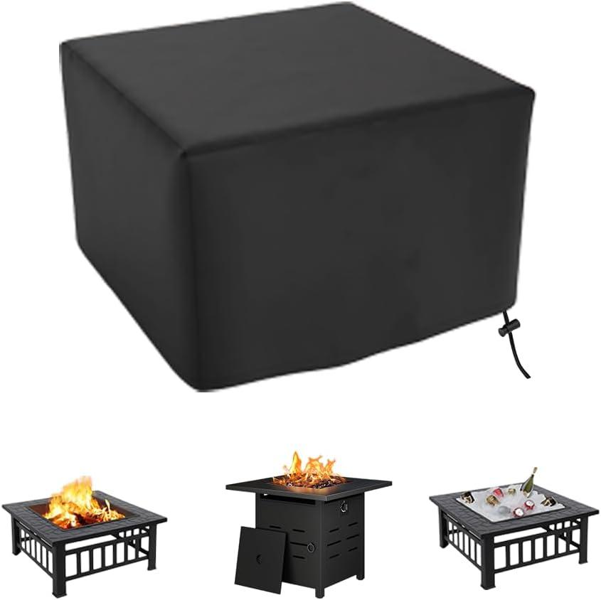 Square Fire Pit Cover for 29-32 Inch Firepit, Heavy Duty Outdoor Patio Fire Pit Table Cover, Gas Fire Pit Cover - Waterproof Dustproof Anti UV and Tear Resistant
