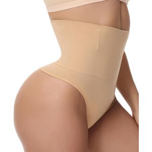Thong Shapewear Tummy Control, High Waist Underwear Panties Super Comfort Womens Thong Underwear (XL)