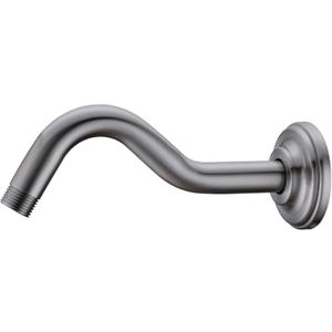 8 Inch S-Shape Curved Shower Arm with Flange Stainless Steel Shower Head Extension Replacement Pipe Arm, Wall Mounted, Brushed Nickel