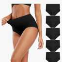 Molasus Women's Cotton Underwear High Waisted Full Coverage Ladies Panties S