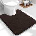 OLANLY Toilet Rugs U-Shaped 24x20, Extra Soft Absorbent Chenille Contour Bathroom Rugs for Toilet, Dry Quickly, Machine Washable, Non-Slip Bath Mat, Brown