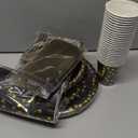 175 Pieces Disposable Plates , Paper Plates for Party, Dinnerware Set includes 25 pcs 9" diameter dinner plates , 25 pcs 7" diameter Dessert Plates, 25 Spoons, 25 Forks, 25 Knives, 25 Cups25 Napkin