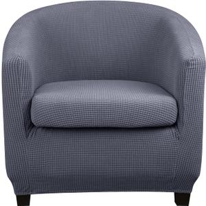 Lellen Club Chair Slipcover with Seat Cushion Cover Round Tub Accent Armchair Cover Reusable Sofa Stretch Covers for Living Room Bedroom Office Dining Room Barrel Chair Protector（Gray Suit ）