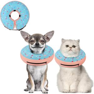 Supet Inflatable Dog Cone Collar for Small Dogs Puppies Cats, Soft Dog Cone Alternative After Surgery for Puppies Cats to Stop Licking (XS(Neck 4"-7"), Donut Blue)