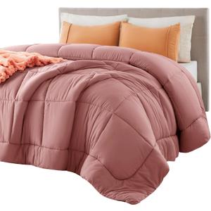 Bedsure Comforter Duvet Insert - Quilted Comforters Queen Size, All Season Duvet, GentleSoft Down Alternative Bedding, with 8 Tabs, Gifts for Women/Men, Dusty Pink, Queen 88 x 88 Inches