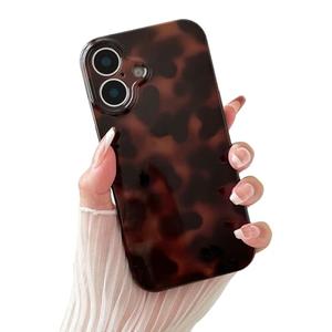 Huahuacase Compatible with for iPhone 16 Case, Tortoise Shell Chic Amber Brown Print Leopard, Classic Soft TPU Protective Shockproof Case for iPhone 16 6.1 ''Color2