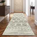 jinchan Hallway Runner Rug 2x10 - Moroccan Kitchen Machine Washable Runner Rug Modern Geometric Soft Faux Wool Ultra-Thin Low-Pile Non-Slip Carpet for Laundry Room Bedroom Farmhouse (2x10ft, Taupe)
