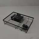 Small Dish Drying Rack, Space Saving Dish Racks for Kitchen Counter, Kitchen Organizer Dish Drainer with Cutlery Holder for Spoons and Forks, 11''W x 15''L, Black