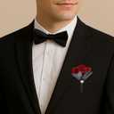 2 x Corsage and Boutonniere Set for Wedding Prom, Artificial Rose Flower Wrist Corsage Bracelets, Homecoming Corsage Wristlet, Boutonniere for Men Wedding Suit Decorations (Black&wine Red)