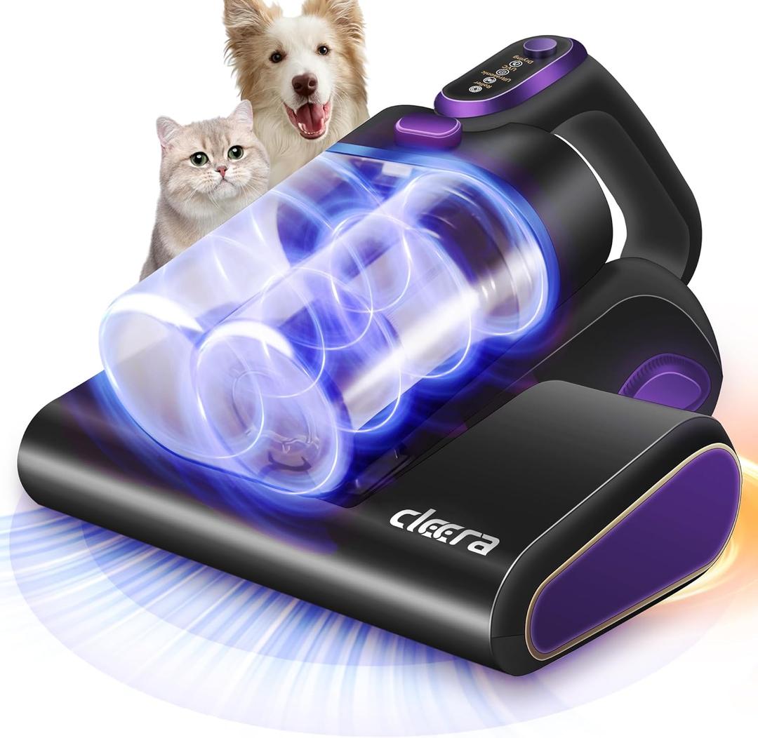 Mattress Vacuum Cleaner, 16KPa Suction Bed/Couch Vacuum, 253.7nm UV-C+140F Heating+HEPA Filter, 600W Pet Hair Remover for Mattress/Sofa/Crib, Lightweight Corded Deep Cleaner