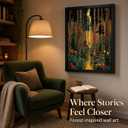 Framed Forest Wall Art Colorful Floral Trees Canvas Wall Decor Golden Autumn Landscape Painting Picture Abstract Nature Landscape Prints Artwork for Living Room Bedroom Home Decoration, 24"L x 16"W