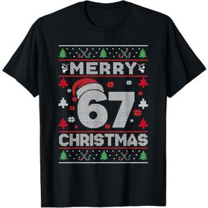 6 7 Six Seven Kids Gen Z Alpha Meme Slang Holiday Christmas Ugly T-Shirt, Kids Size 9-10 Years