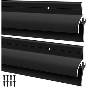 Hicarer 2 Pcs Door Bottom Sweep with Rain Drip 0.5625" W x 2" H x 48" L, Black Exterior Door Rain Drip Guard, Bottom Weather Stripping, Mill Finish Aluminum with Vinyl Insert