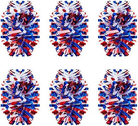 Shappy 90 ft 6 Rolls Wedding Tinsel Garland Decor Glitter Metallic Twist Garland Wedding Summer Luau Birthday Party Indoor Outdoor Hanging Home Decor(Red, Blue, White)