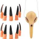 2 x MEIYOUJU AM 1 Pcs Funny Witch Nose Fake Witch Nose 10 Pcs Witch Black Fingernails Halloween Witch Costume Accessories for for Halloween Party Costume Accessory