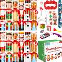 12 Pack Christmas Crackers, No Snap Christmas Party Favors with Six Different Pattern Design, Christmas Poppers with Crown and Joke for Xmas Gifts Holiday Party Favors Supplies Table Decorations
