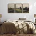 InSimSea Oversized Vintage Landscape Art for Living Room Bedroom,3Pcs, Extra Large French Country Paintings Wall Decor for Home, Rustic Farmhouse Field Framed Canvas Prints Picture,16x24in, 16"x24"x3