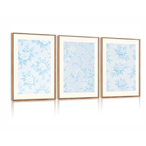 HPNIUB Large Classic Chinoiserie Floral Framed Canvas Wall Art Set, Watercolor Blue and White Flower Rose Wall Decor, Blue Minimalist Wildflower Art Print for Living Room, Bedroom, Office-16 x24 x3