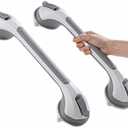 TAILI Grab Bars for Bathtubs and Showers 2 Pack Suction Grab Bar, Heavy Duty Shower Handle Removable Bath Handrails for Seniors and Elderly, Bathroom Safety Grip No Drilling Waterproof, Grey