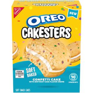 OREO Cakesters Confetti Cake Soft Snack Cakes, 5-2.02 oz Snack Packs (10.09 Ounce (Pack of 1)), No BB Date