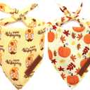 Realeaf Thanksgiving Dog Bandanas 2 Pack, Pumpkins and Happy Thanksgiving Pet Scarf for Boy and Girl, Premium Durable Fabric, Reversible Holiday Bandana for Large and X-Large Dogs Pets (X-Large)