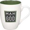 Christian Art Gifts Inspirational Ceramic Coffee & Tea Scripture Mug for Men: Man of God Encouraging Bible Verse, Durable Microwave & Dishwasher Safe Novelty Drinkware, White & Forest Green, 12 oz