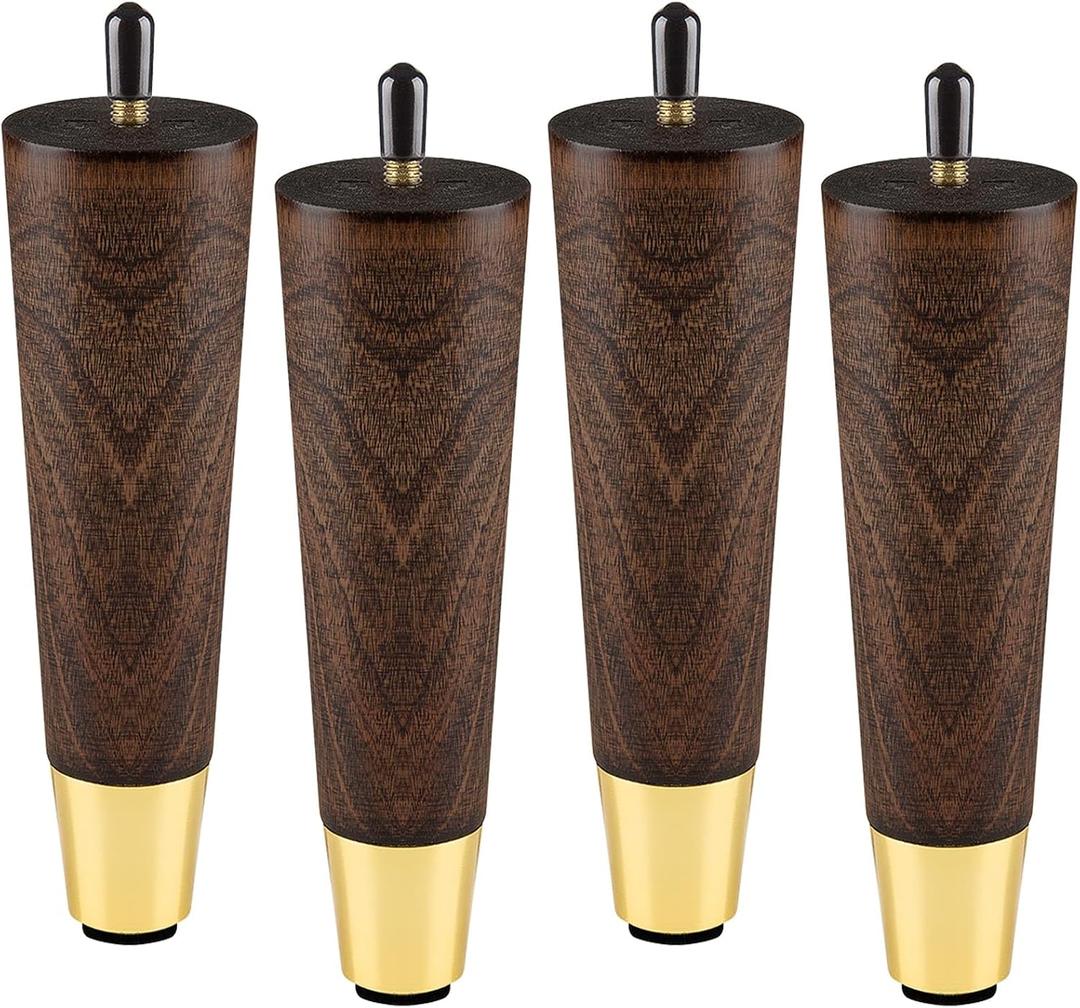 Wood Furniture Legs 8 inch - Sofa Legs Set of 4 Replacement Couch Legs - Round Furniture Feet Replacement for Legs for Furniture - Sofa Legs, Chair, Dresser, Ottoman, Coffee Table, Cabinet, Etc. Brown